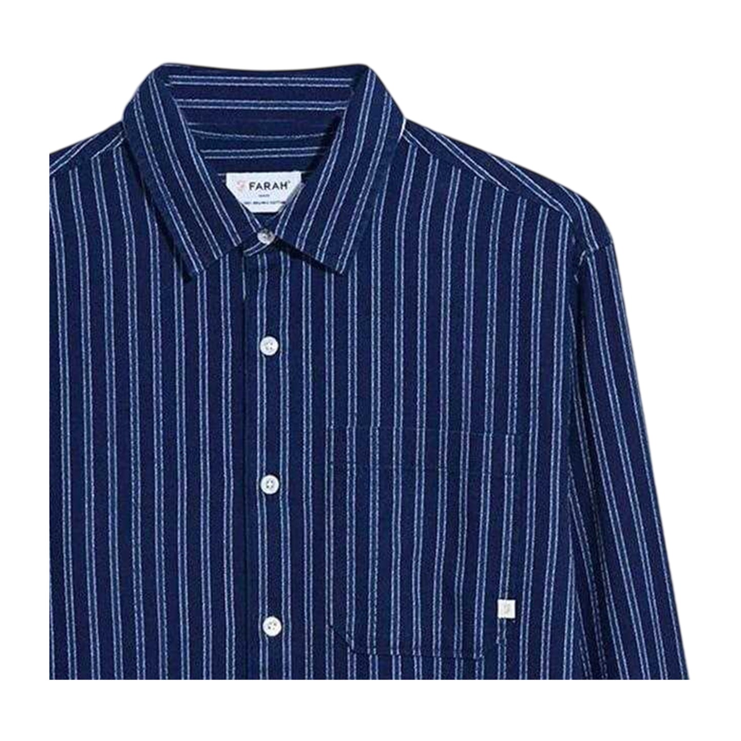 True Navy - Back - Farah Mens Bryan Striped Long-Sleeved Shirt