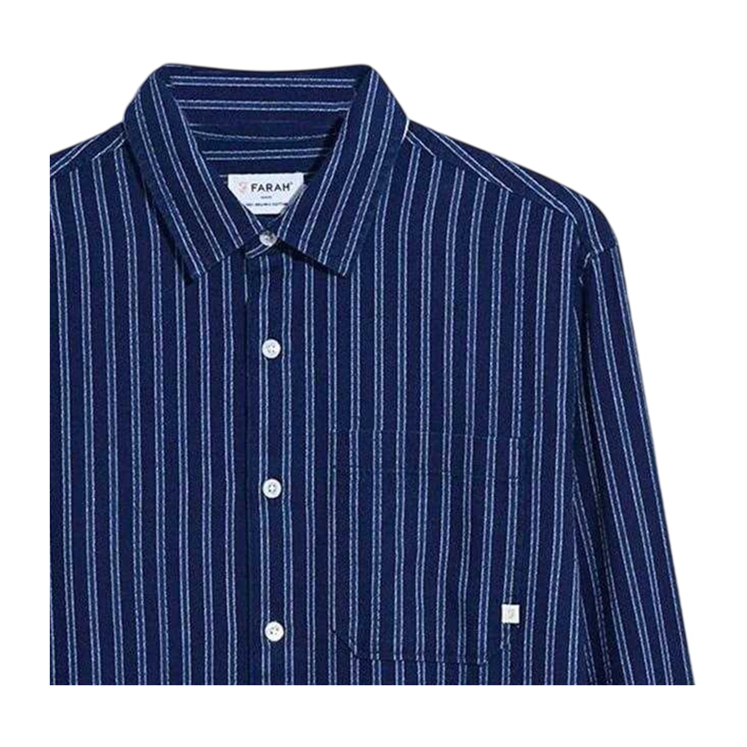 True Navy - Back - Farah Mens Bryan Striped Long-Sleeved Shirt