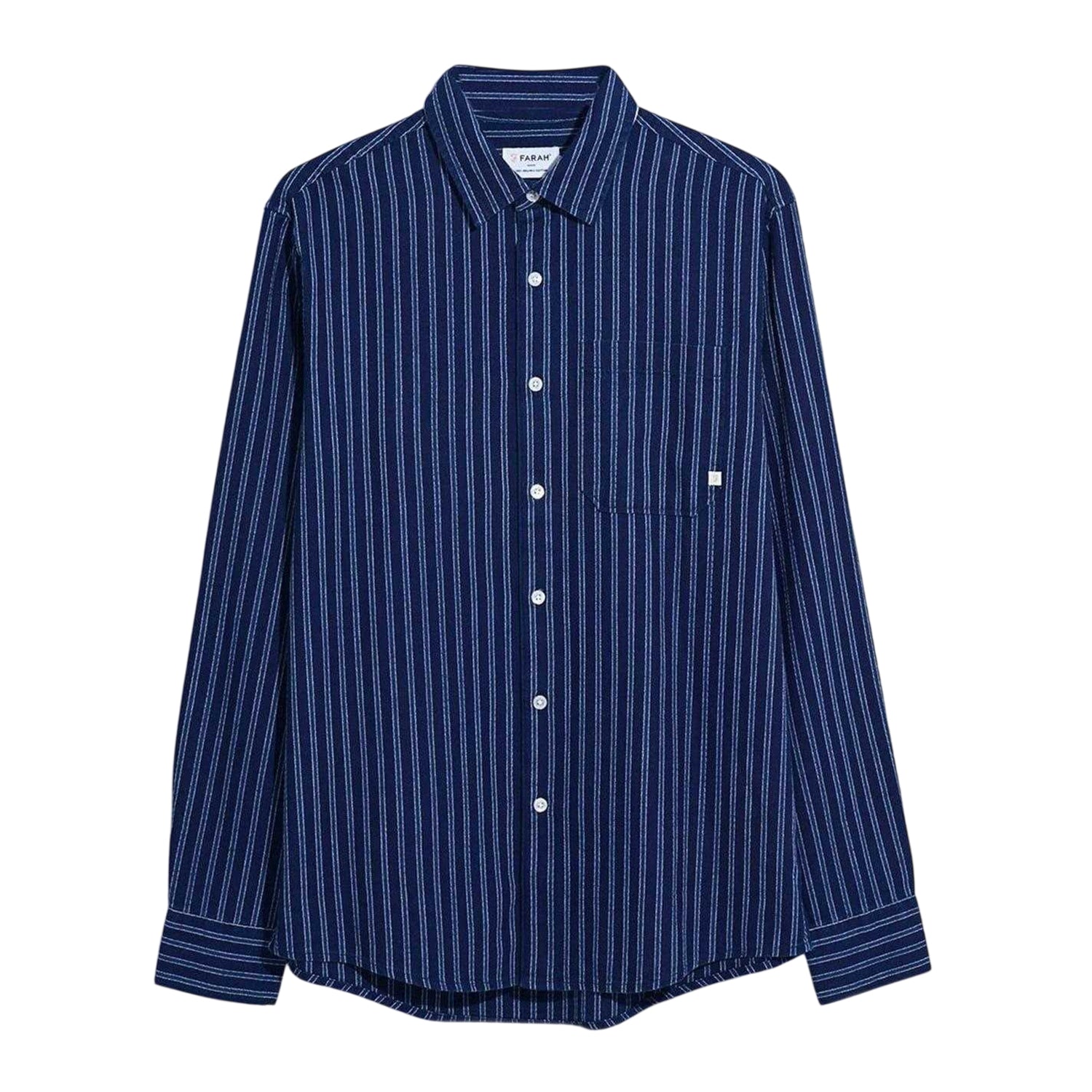 True Navy - Front - Farah Mens Bryan Striped Long-Sleeved Shirt