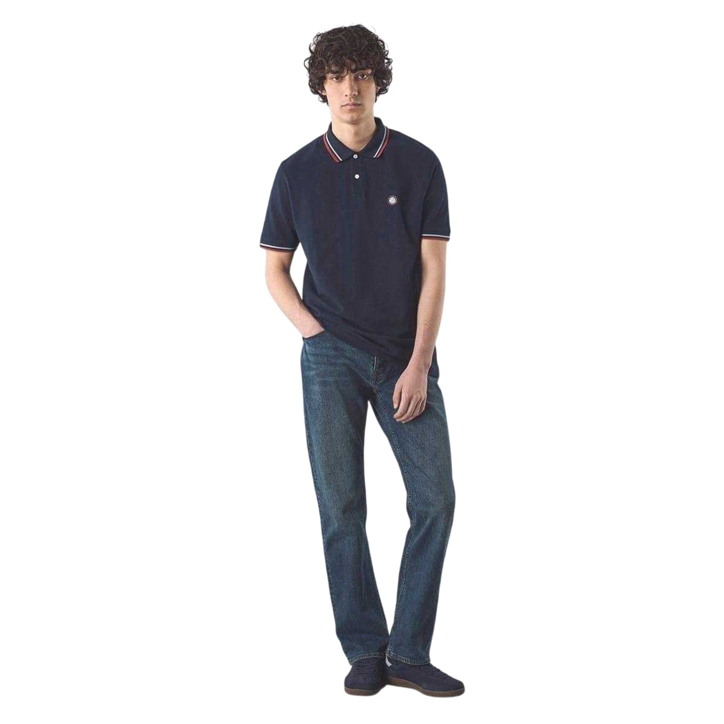 Navy - Side - Pretty Green Mens Regular Polo Shirt
