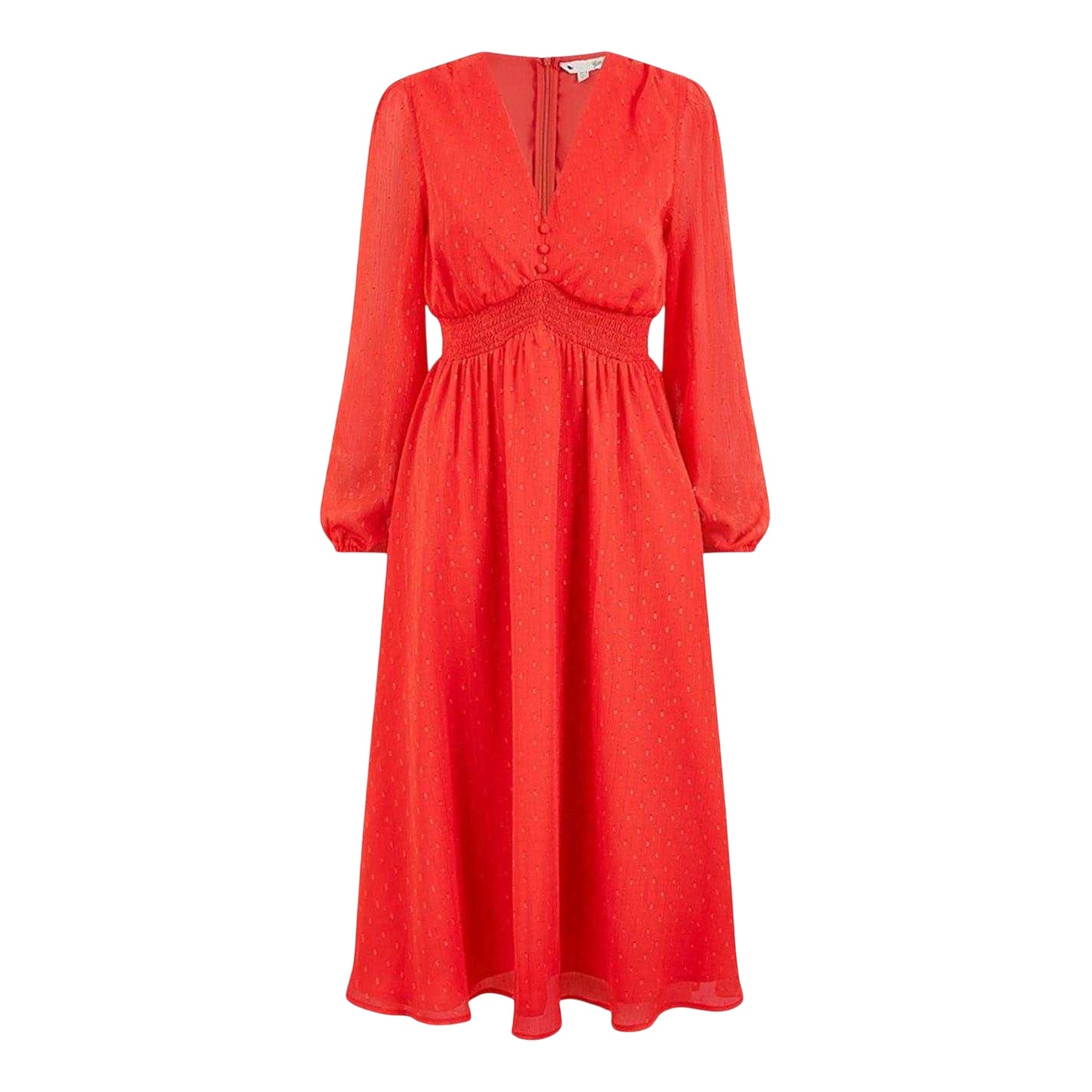 Red - Front - Yumi Womens-Ladies Shimmer Dobby Midi Swing Dress
