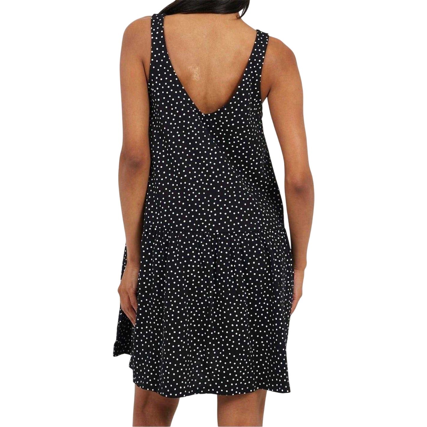Black-White - Back - Brave Soul Womens-Ladies Tiered V Neck Sleeveless Mini Dress