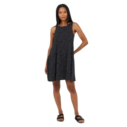 Black-White - Side - Brave Soul Womens-Ladies Tiered V Neck Sleeveless Mini Dress