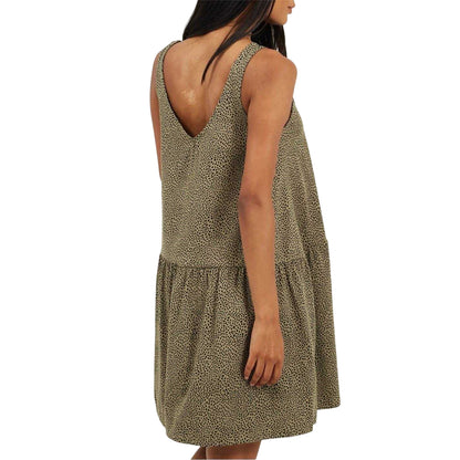 Khaki-Black - Back - Brave Soul Womens-Ladies Tiered V Neck Sleeveless Mini Dress