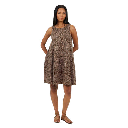 Taupe-Black - Side - Brave Soul Womens-Ladies Tiered V Neck Sleeveless Mini Dress