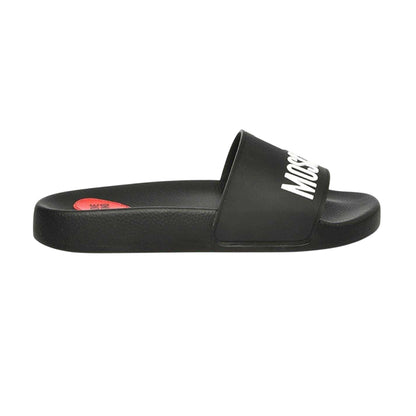 Black - Front - Love Moschino Womens-Ladies Embossed Logo Sliders