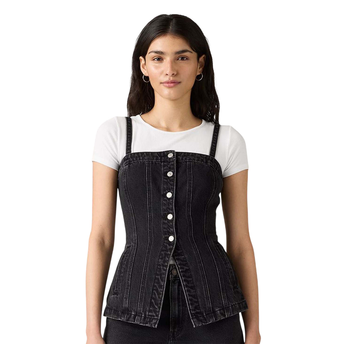 Black - Side - Levis Womens-Ladies Denim Corset Top