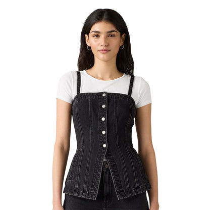 Black - Side - Levis Womens-Ladies Denim Corset Top