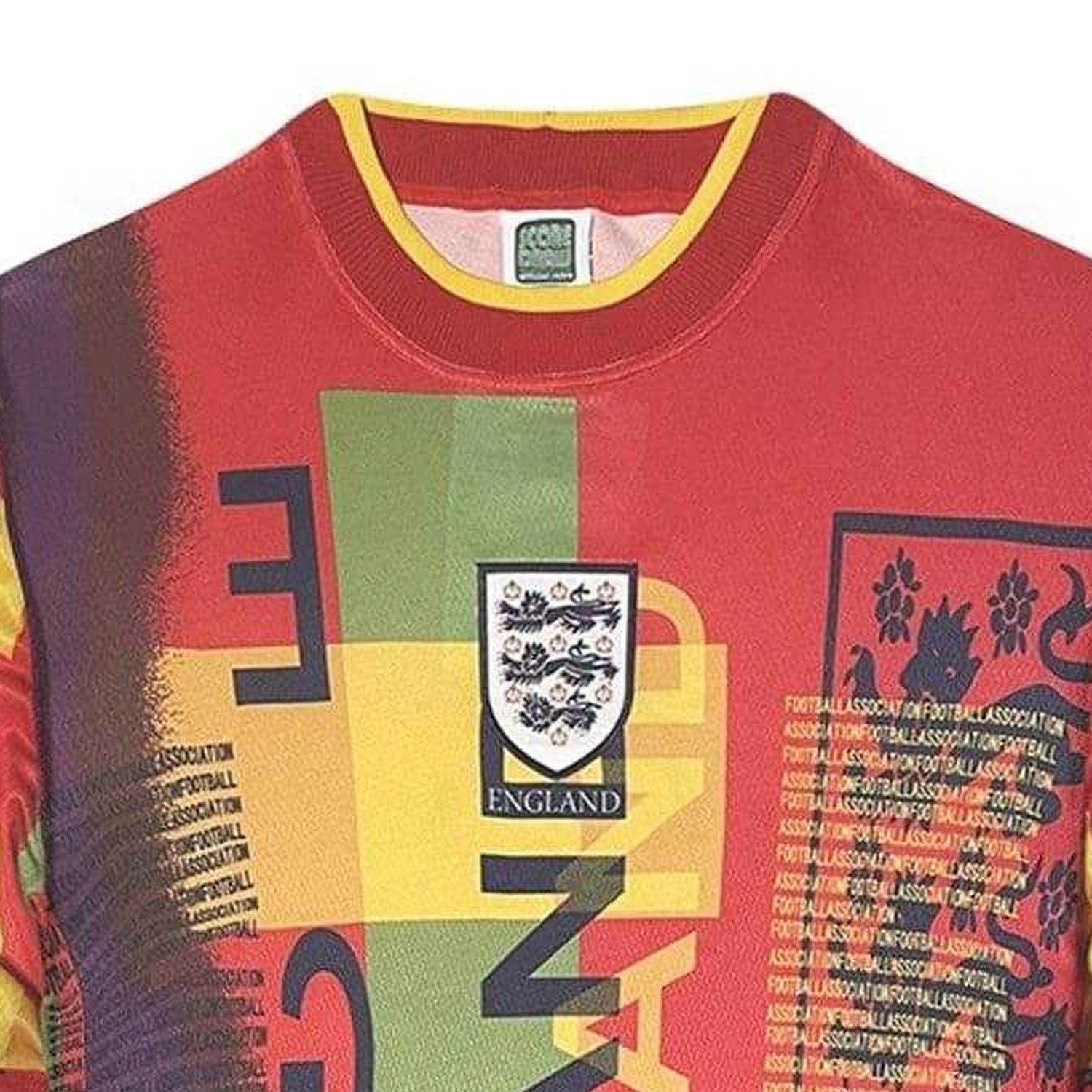 Red-Blue - Side - Score Draw Mens 1996 England FA Crew Neck Jersey