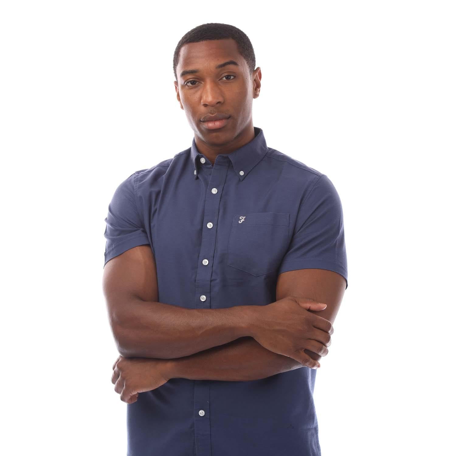 Midnight - Side - Farah Mens Drayton Short-Sleeved Shirt