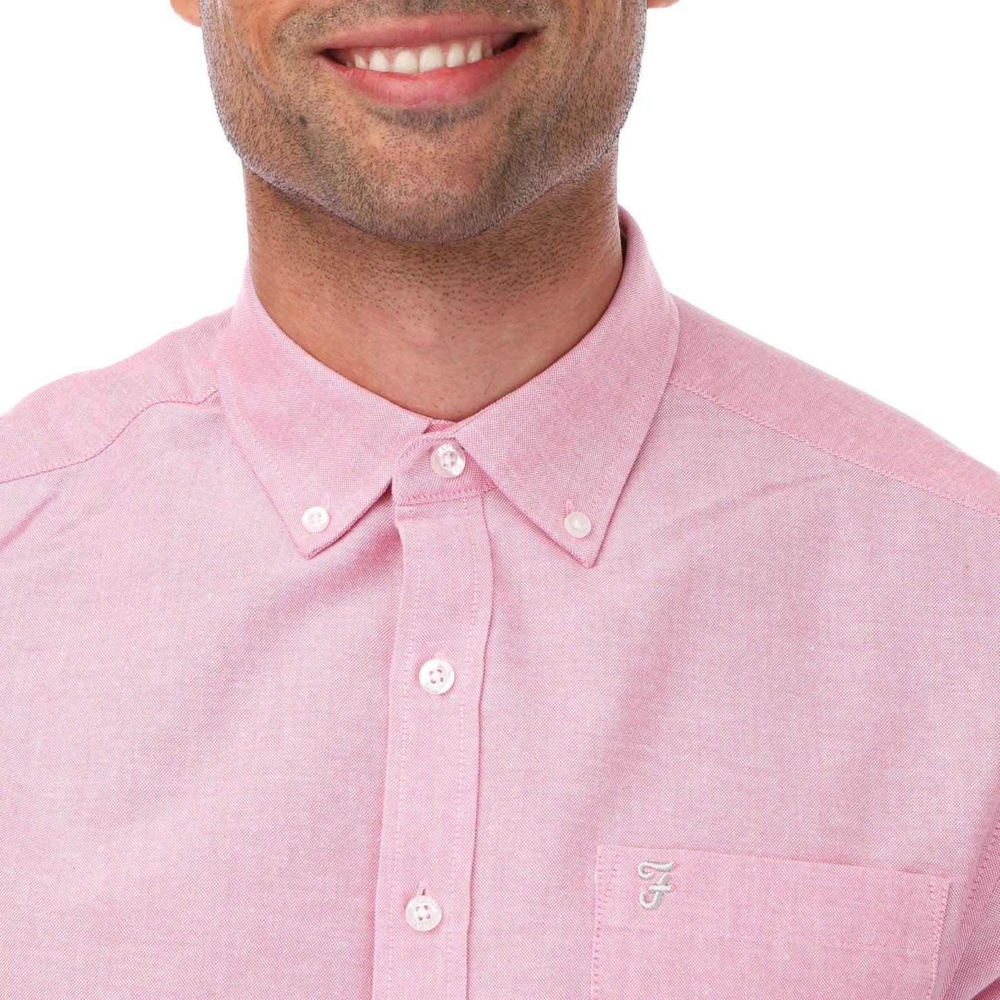Coral - Side - Farah Mens Drayton Short-Sleeved Shirt