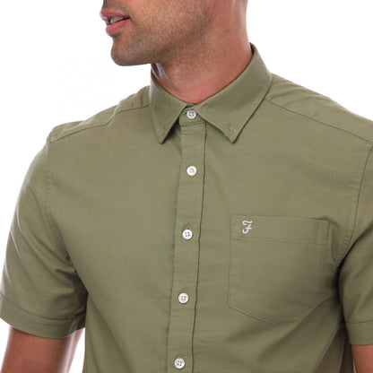 Olive - Side - Farah Mens Drayton Short-Sleeved Shirt