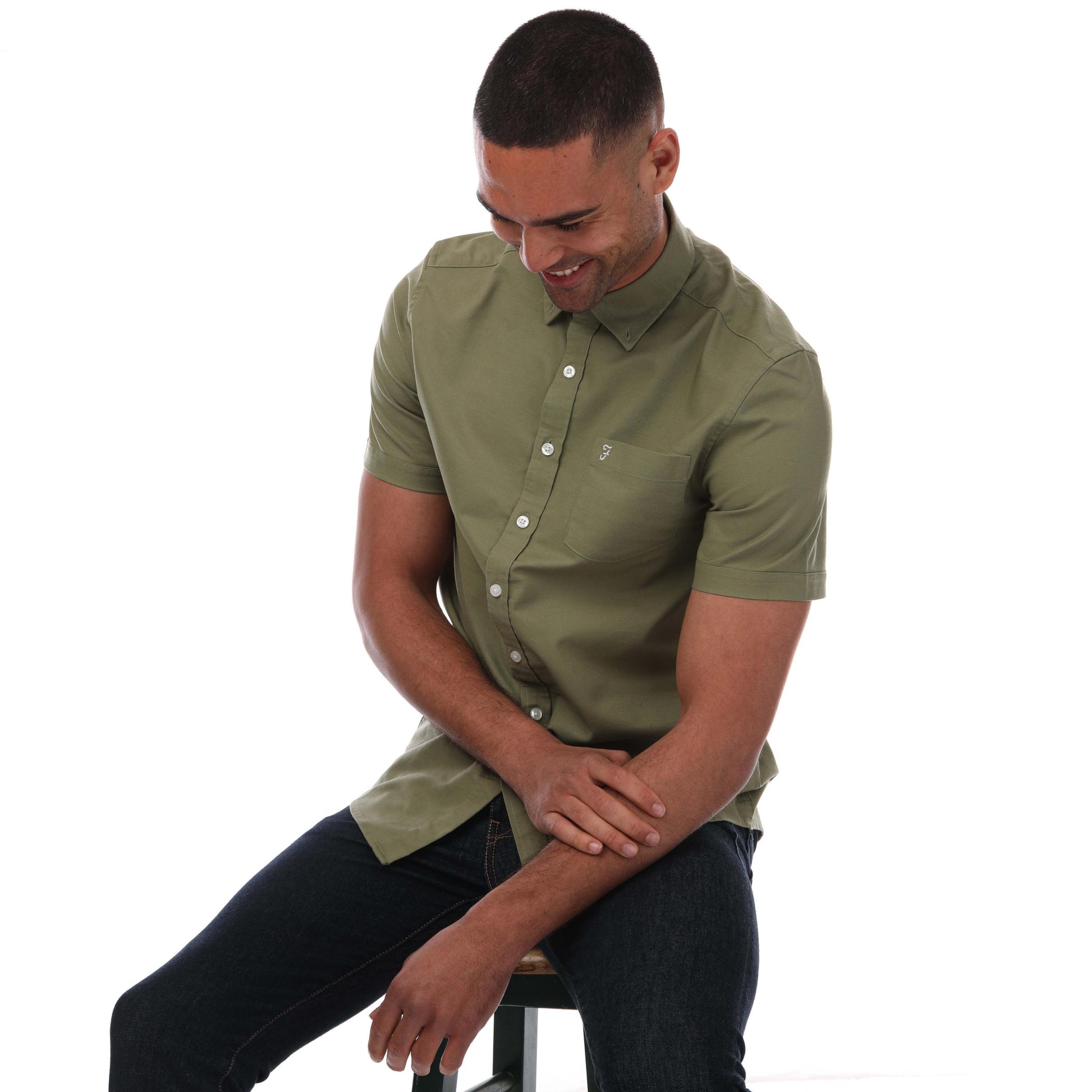 Olive - Lifestyle - Farah Mens Drayton Short-Sleeved Shirt