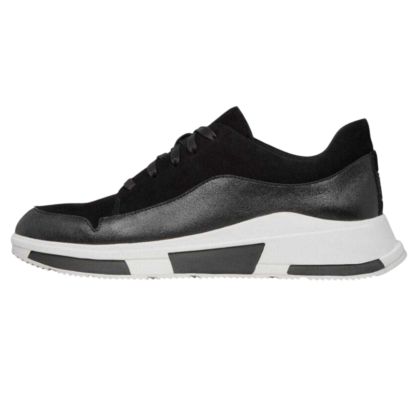 Black - Back - Fit Flop Mens Suede Chunky Sole Trainers