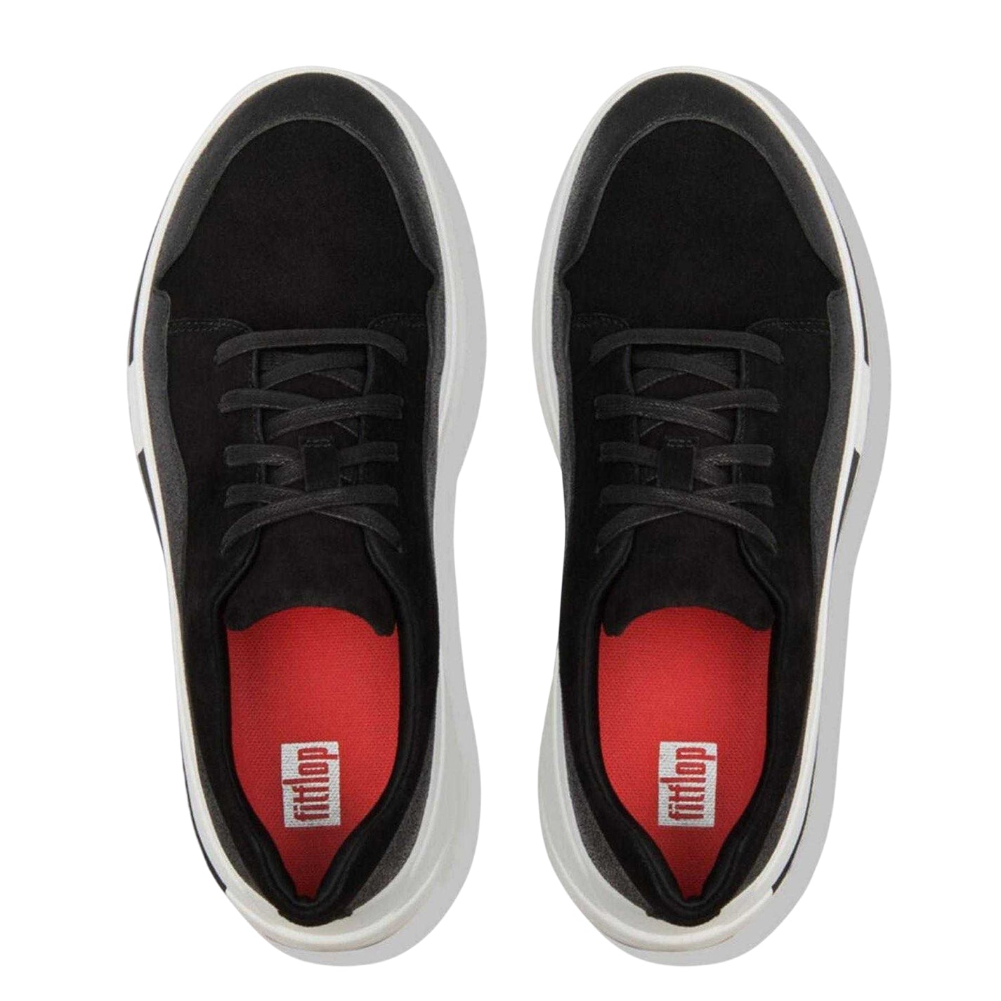 Black - Side - Fit Flop Mens Suede Chunky Sole Trainers