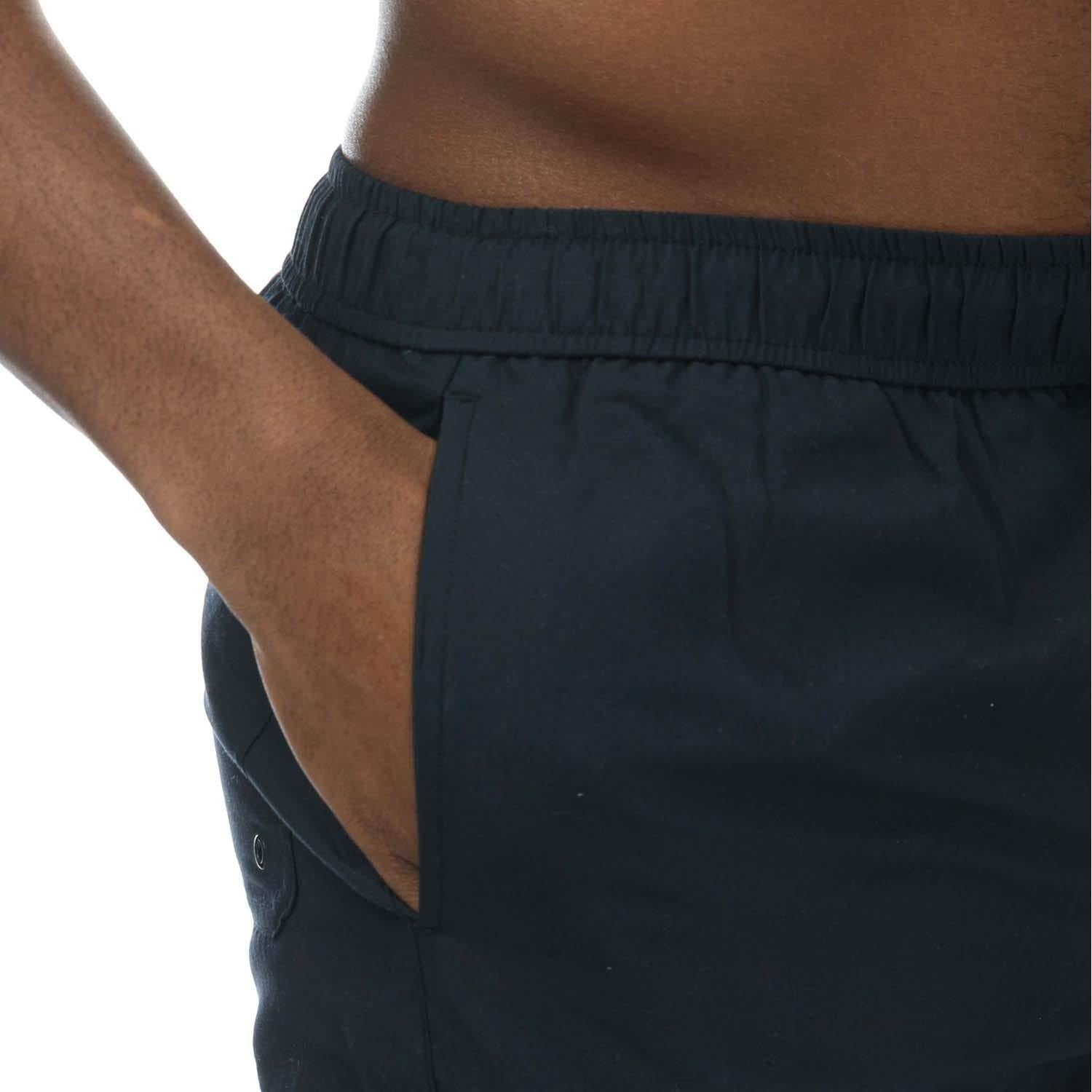 Navy - Side - Farah Mens Owen Plain Swim Shorts