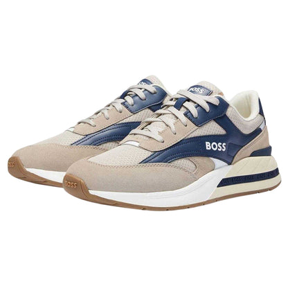 Beige - Lifestyle - Boss Mens Kurt Runn Leather Trainers