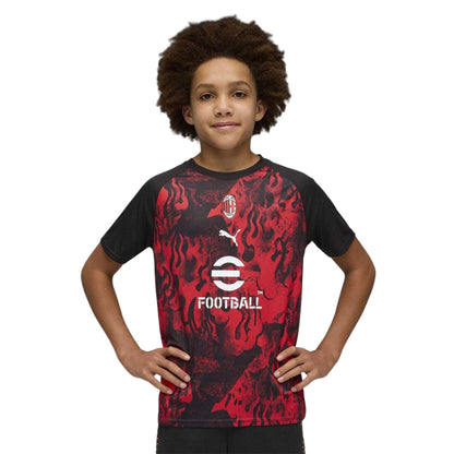 Red-Black - Lifestyle - Puma Childrens-Kids Prematch 2025-26 AC Milan T-Shirt