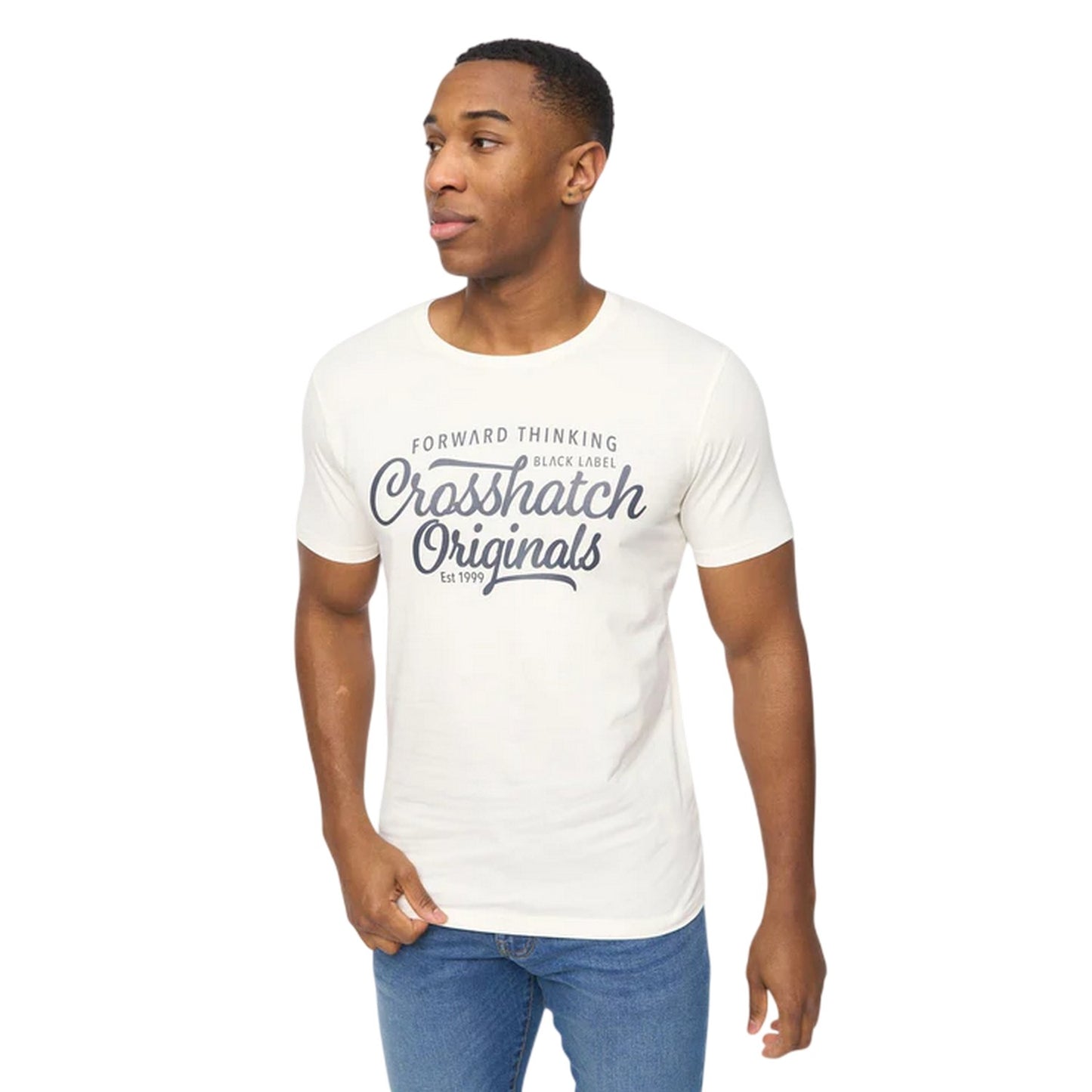 Navy-White-Blue-Grey - Side - Crosshatch Mens College Theme T-Shirt (Pack of 5)