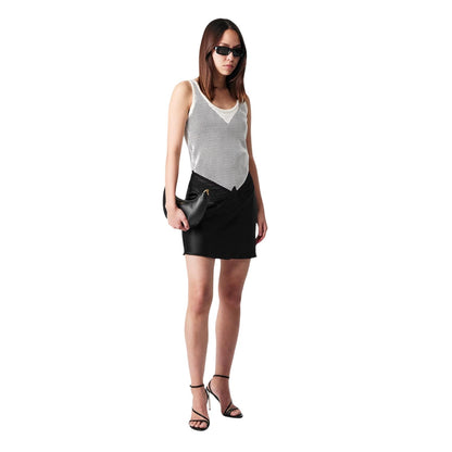 Black-White - Side - Off White Womens-Ladies Scoop Neck Slip Dress