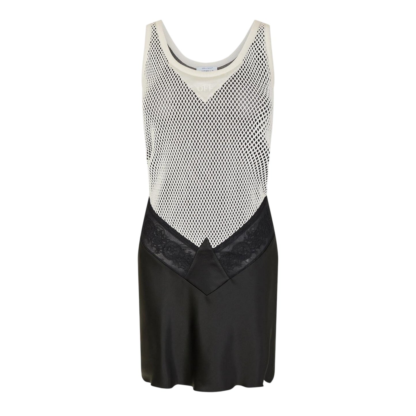 Black-White - Front - Off White Womens-Ladies Scoop Neck Slip Dress