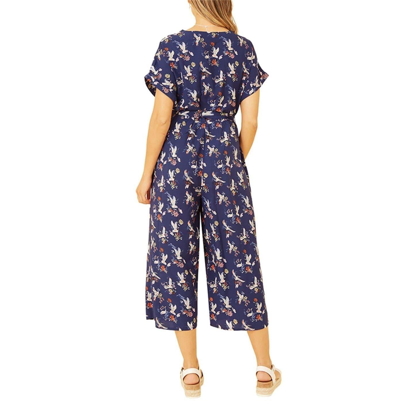 Navy - Back - Yumi Womens-Ladies Crane Jumpsuit