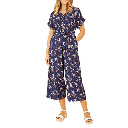 Navy - Side - Yumi Womens-Ladies Crane Jumpsuit