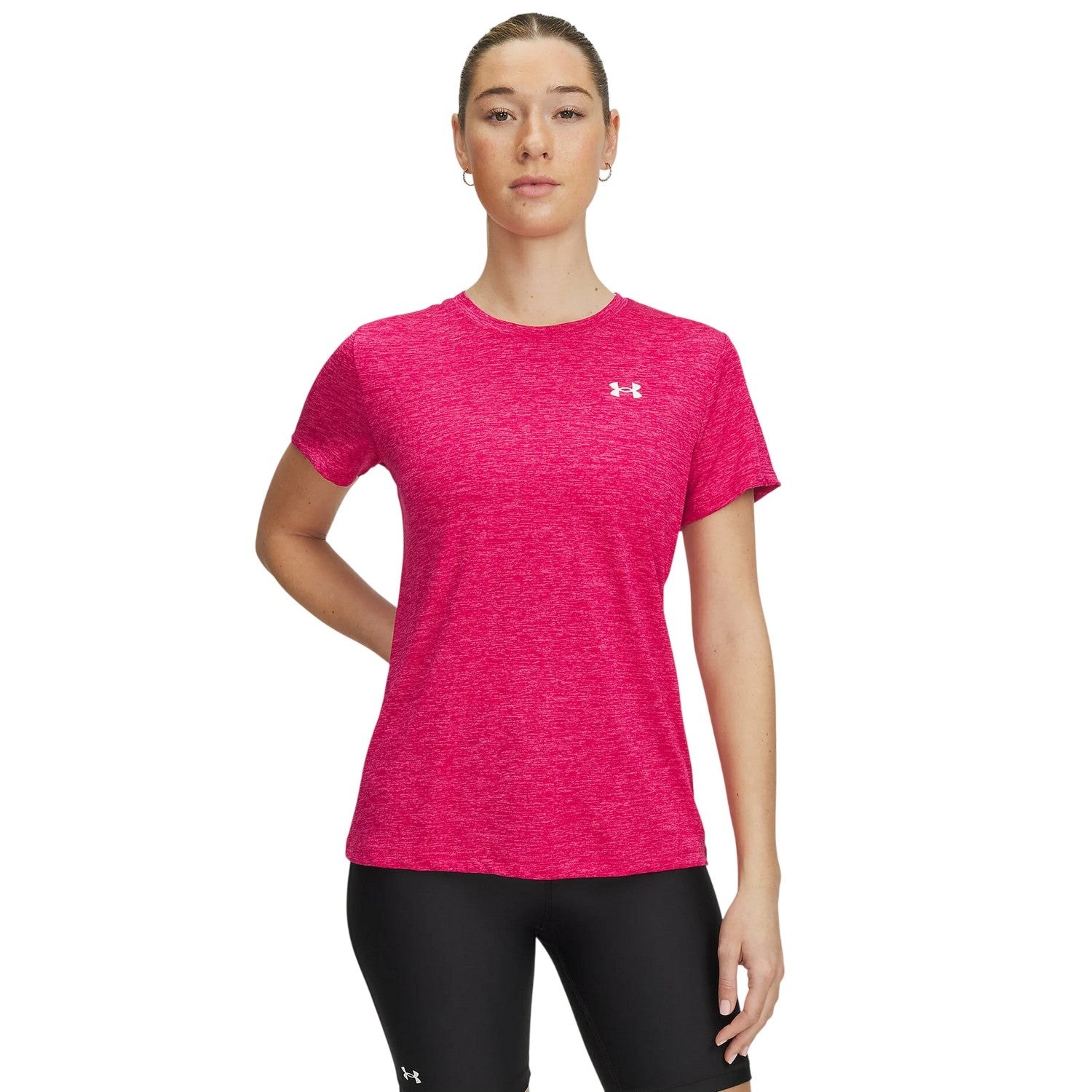Dawn Pink - Side - Under Armour Womens-Ladies Twist Short-Sleeved T-Shirt