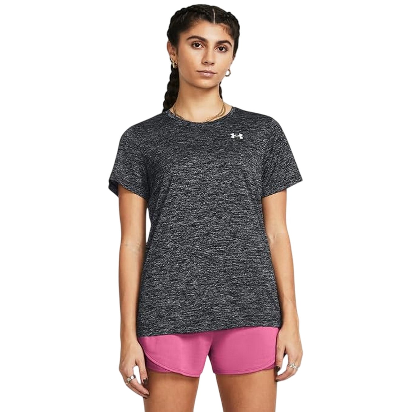 Black Twist - Side - Under Armour Womens-Ladies Twist Short-Sleeved T-Shirt
