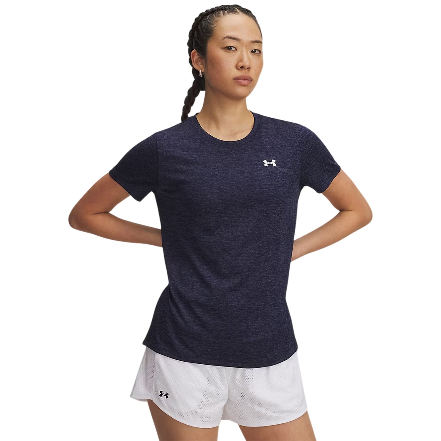 Midnight Navy - Side - Under Armour Womens-Ladies Twist Short-Sleeved T-Shirt