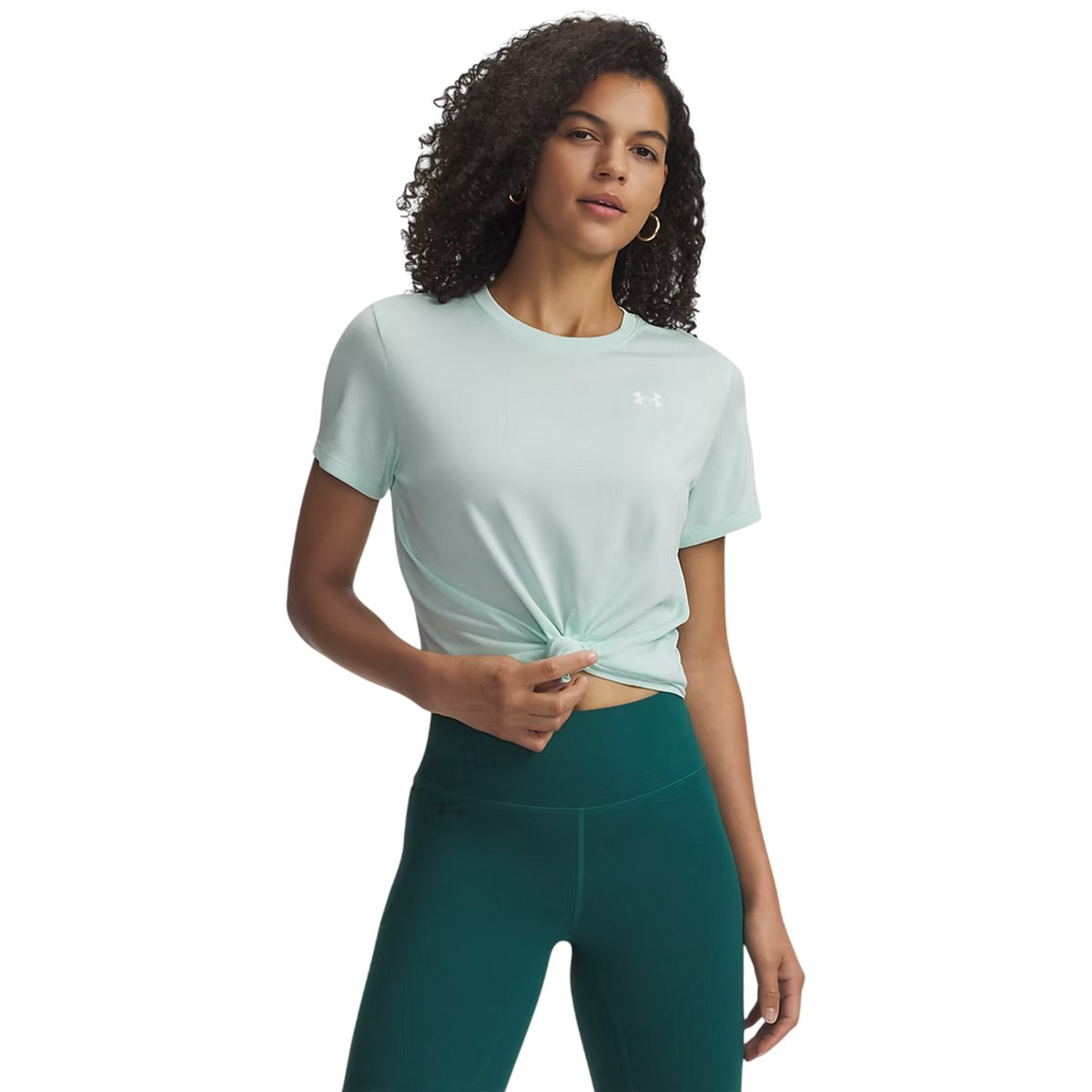 Mint - Side - Under Armour Womens-Ladies Twist Short-Sleeved T-Shirt