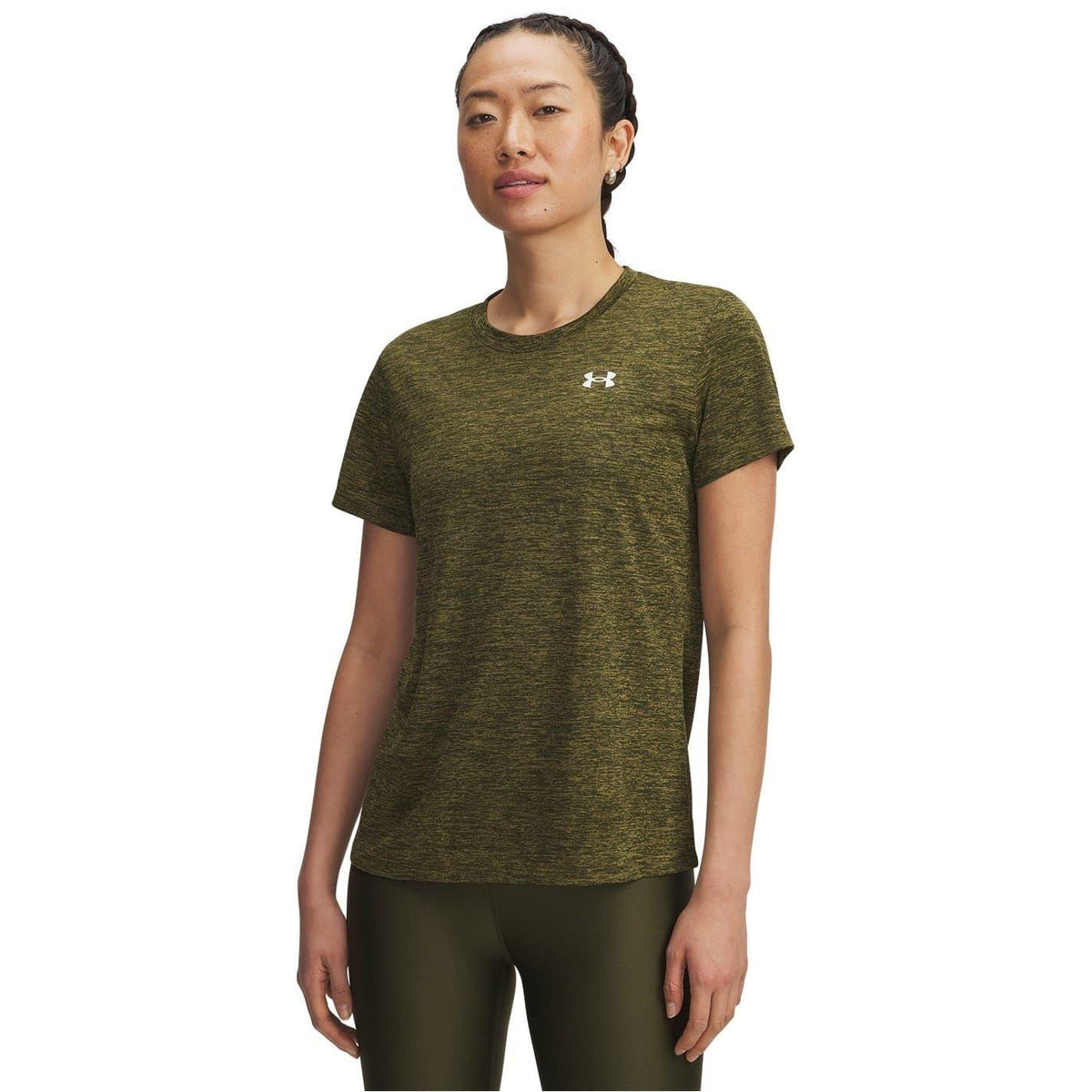 Khaki Green - Front - Under Armour Womens-Ladies Twist Short-Sleeved T-Shirt
