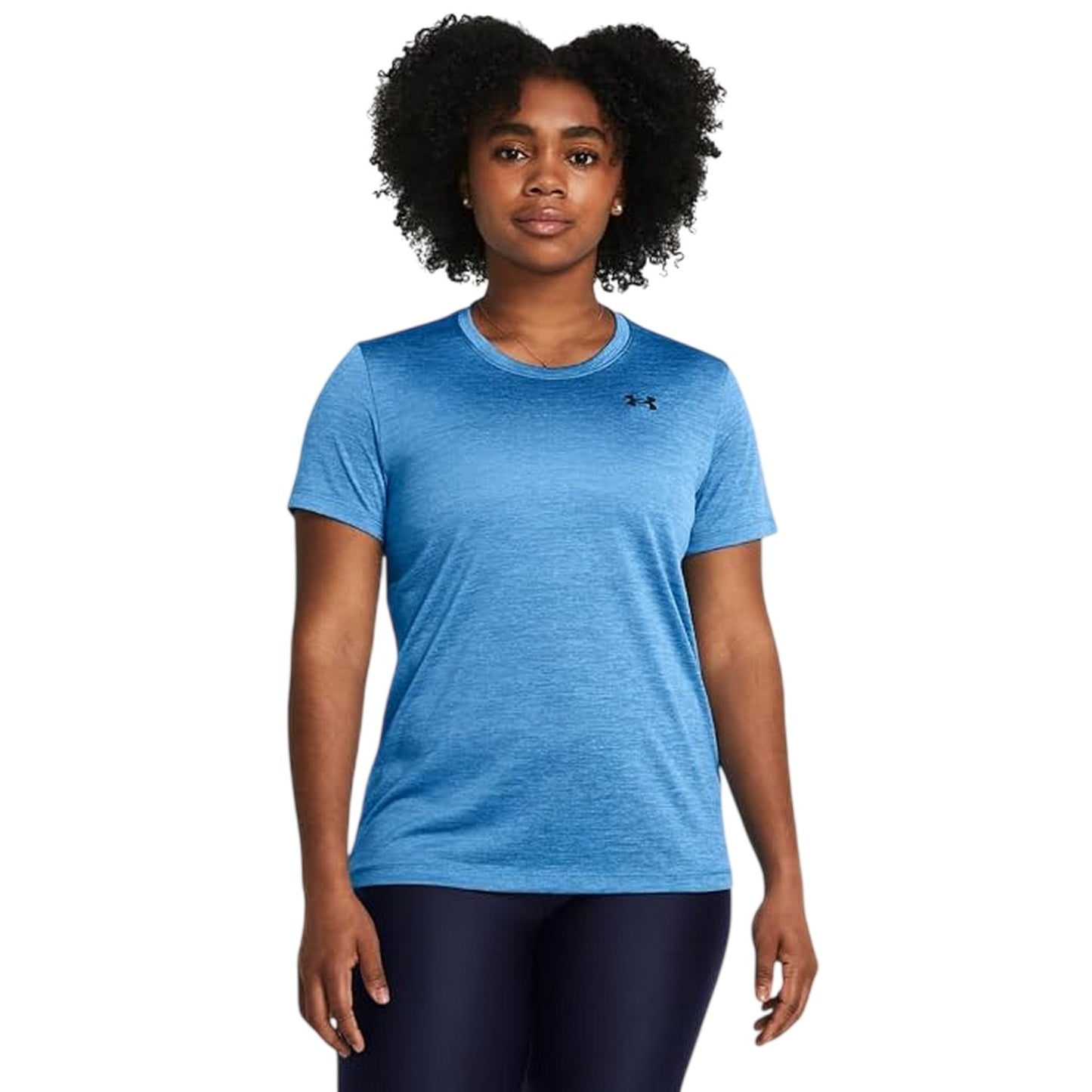 Blue - Side - Under Armour Womens-Ladies Twist Short-Sleeved T-Shirt