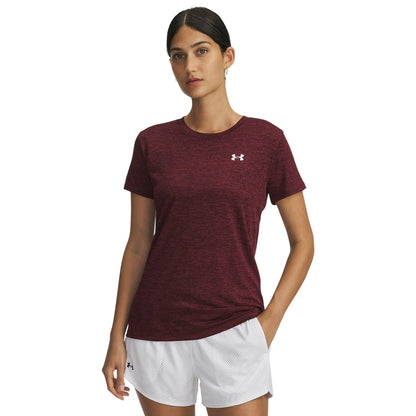 Dark Maroon - Side - Under Armour Womens-Ladies Twist Short-Sleeved T-Shirt