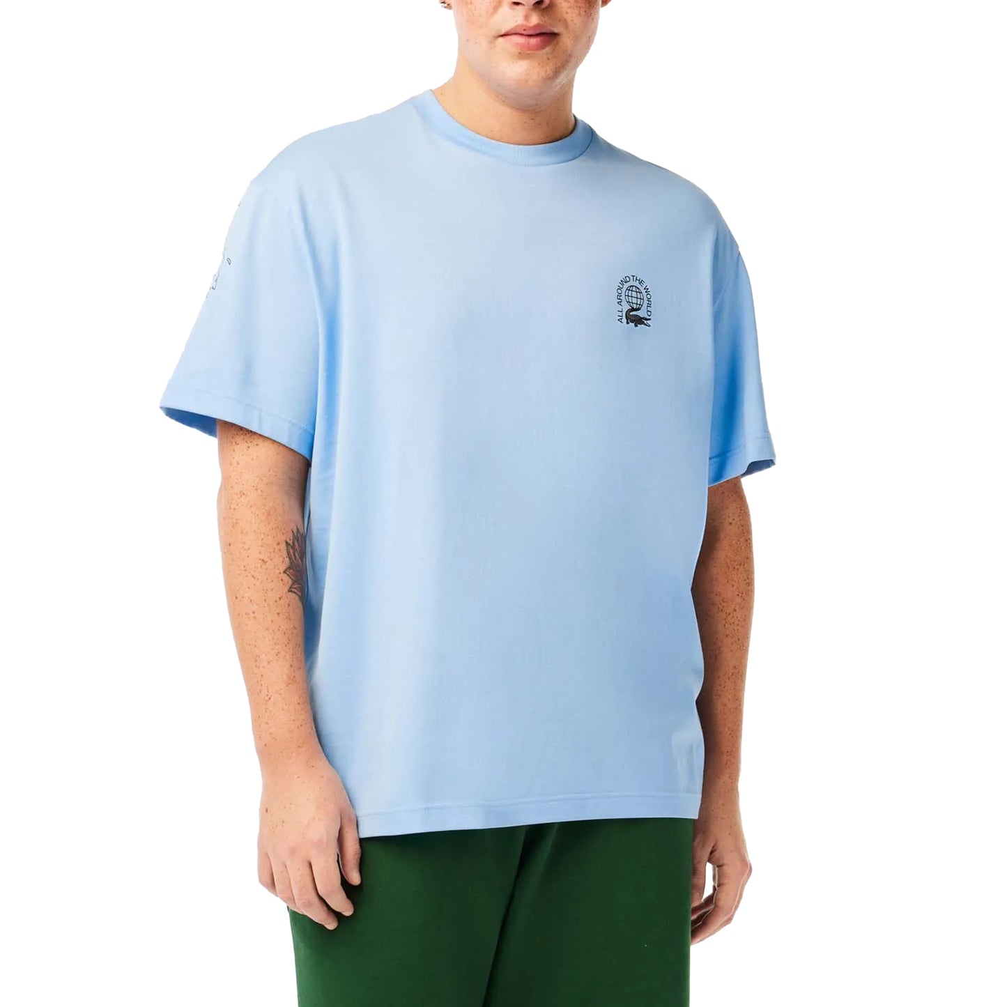 Blue - Side - Lacoste Mens Organic Cotton Relaxed Fit T-Shirt