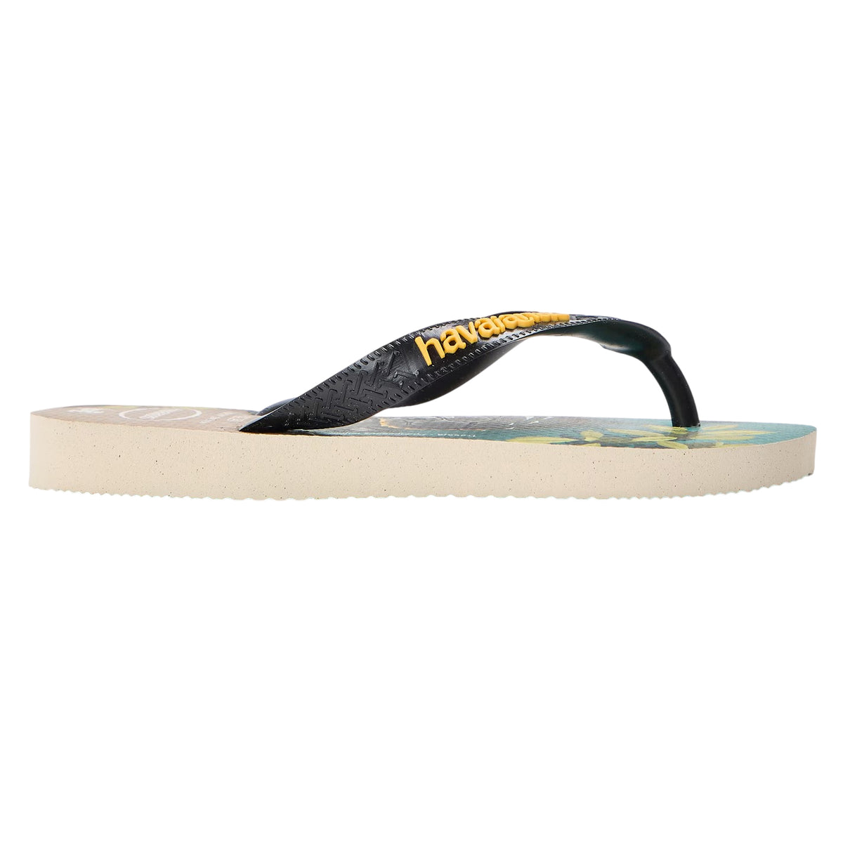 Beige-Yellow - Front - Havaianas Womens-Ladies Turtle Relaxed Fit Flip Flops