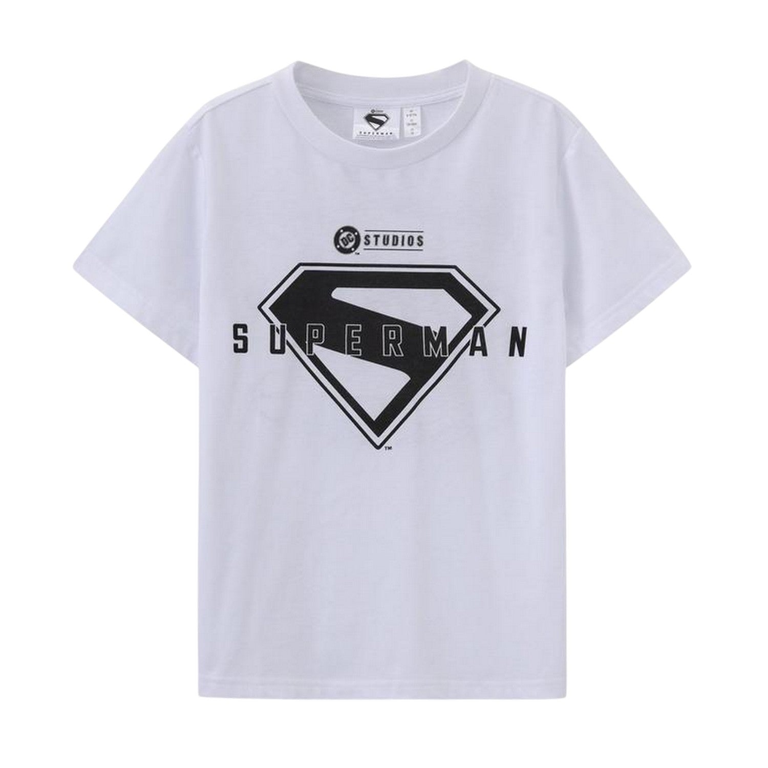 White-Black - Back - Superman Childrens-Kids Logo T-Shirt & Shorts Set