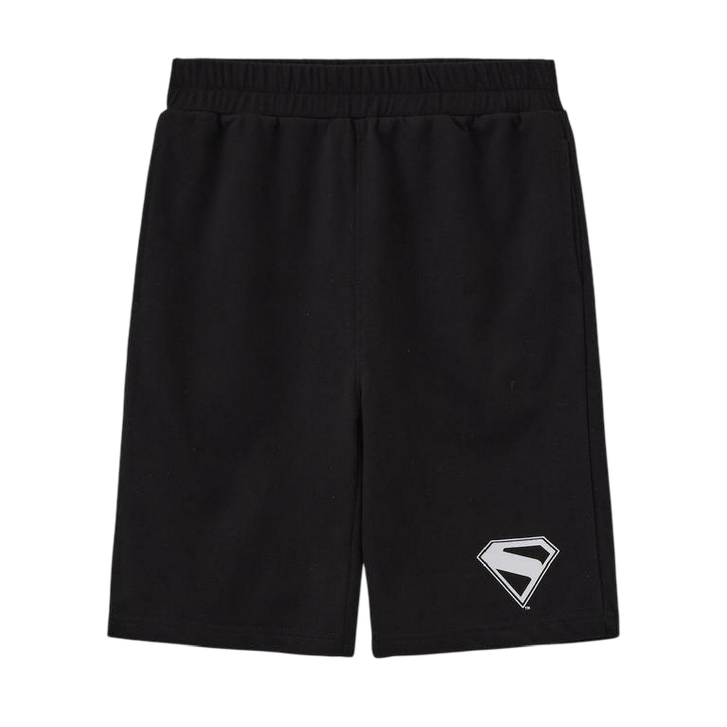 White-Black - Side - Superman Childrens-Kids Logo T-Shirt & Shorts Set