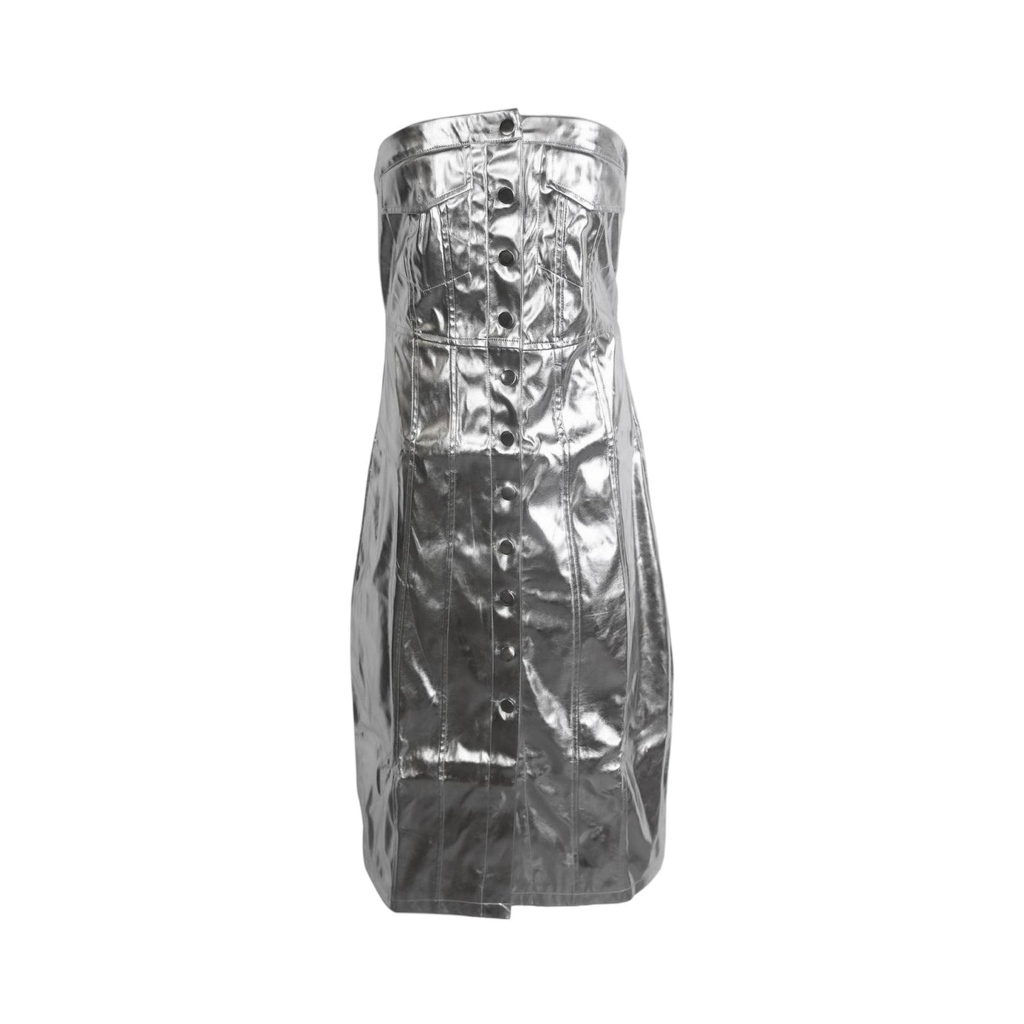 Silver - Front - AmyLynn Womens-Ladies Metallic Bandeau Maxi Dress