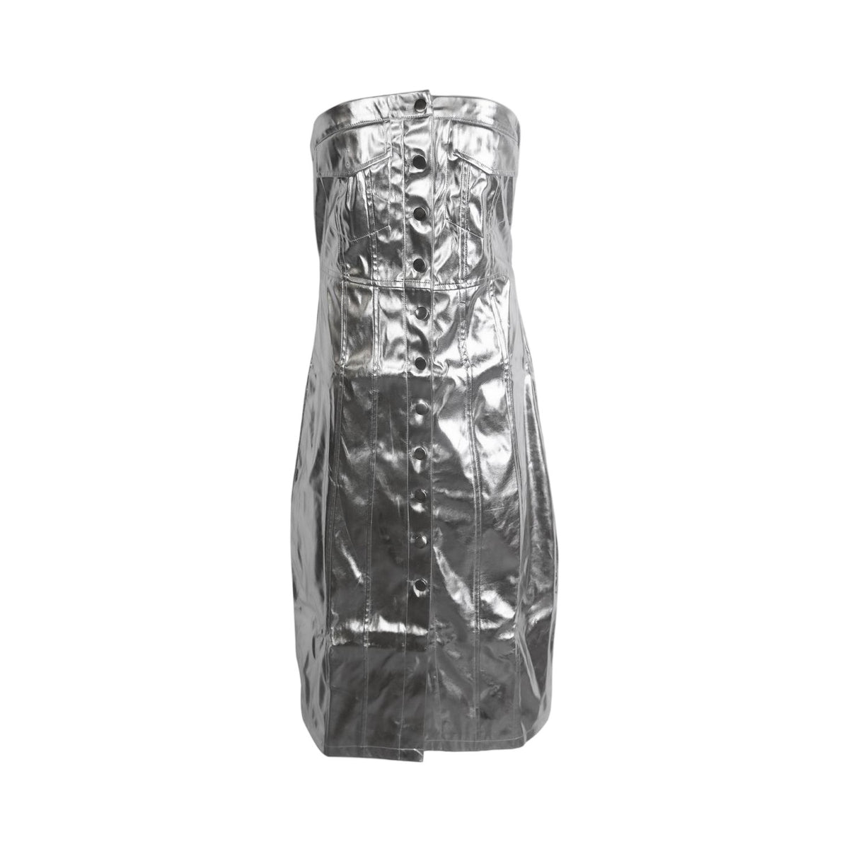 Silver - Front - AmyLynn Womens-Ladies Metallic Bandeau Maxi Dress