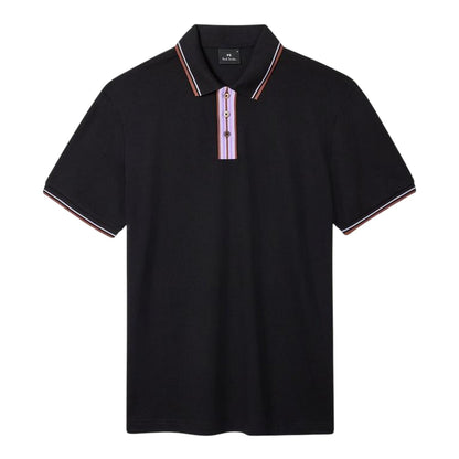 Black - Front - Paul Smith Mens Tipped Casual Polo Shirt