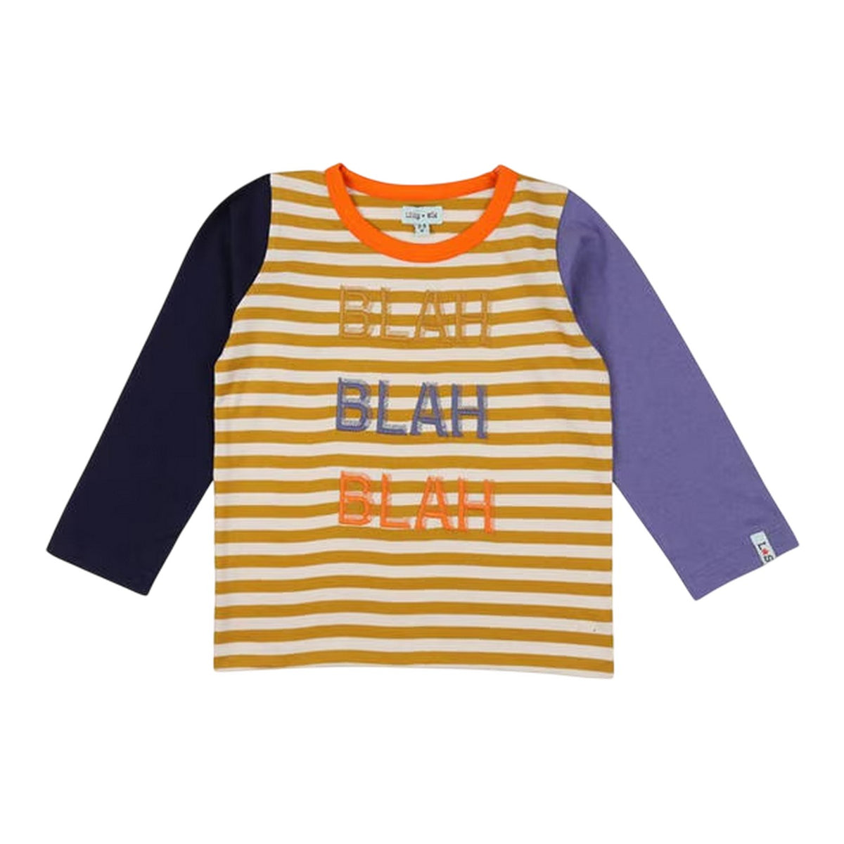 Orange-Black-Purple - Front - Lilly & Sid Childrens-Kids Slogan Stripes Top
