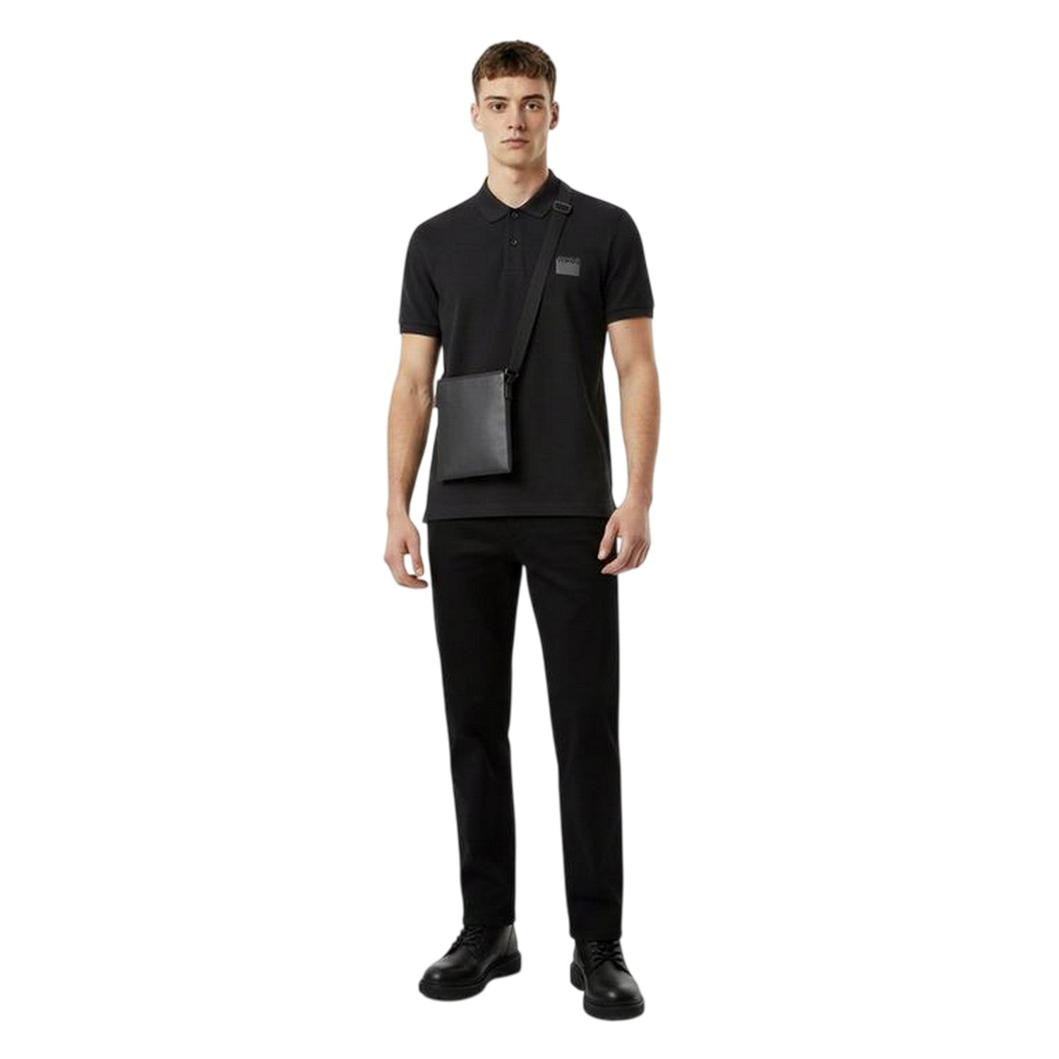 Black - Side - Hugo Mens Collared Short-Sleeved Polo Shirt