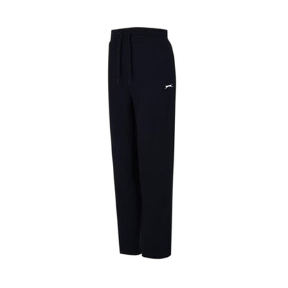 Black - Side - Slazenger Womens-Ladies Interlock Open Hem Jogging Bottoms
