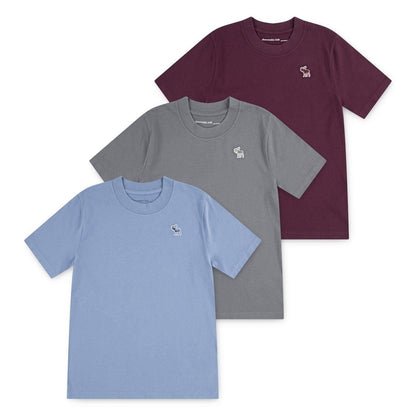 Fig-Grey-Blue - Front - Abercrombie & Fitch Childrens-Kids Embroidered T-Shirt (Pack of 3)