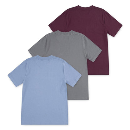 Fig-Grey-Blue - Back - Abercrombie & Fitch Childrens-Kids Embroidered T-Shirt (Pack of 3)