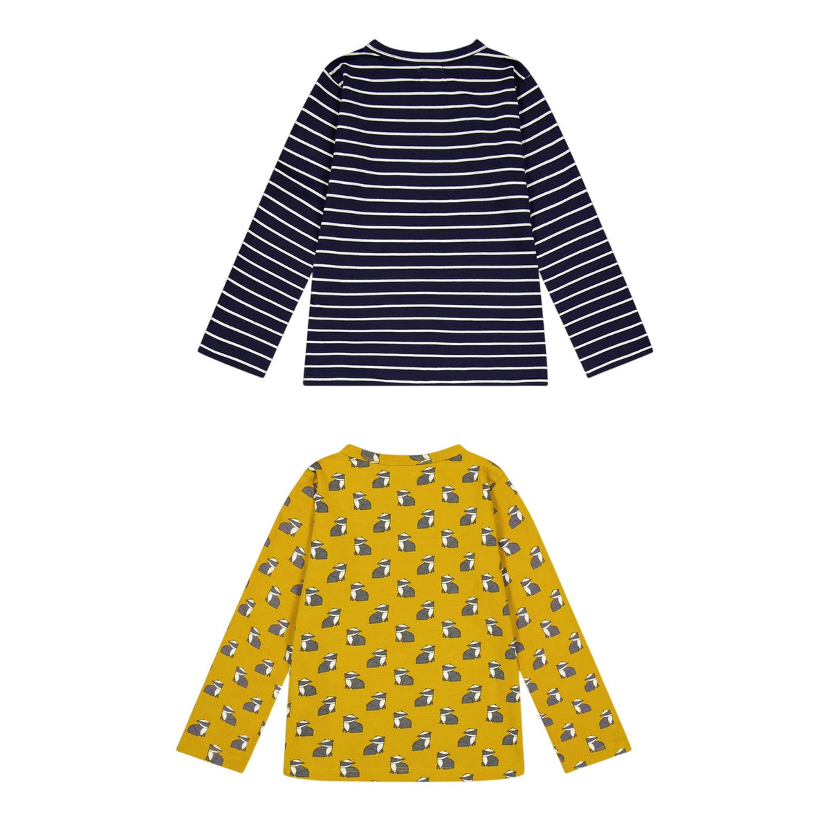 Multicoloured - Back - Lilly & Sid Childrens-Kids Striped Long-Sleeved T-Shirt (Pack of 2)