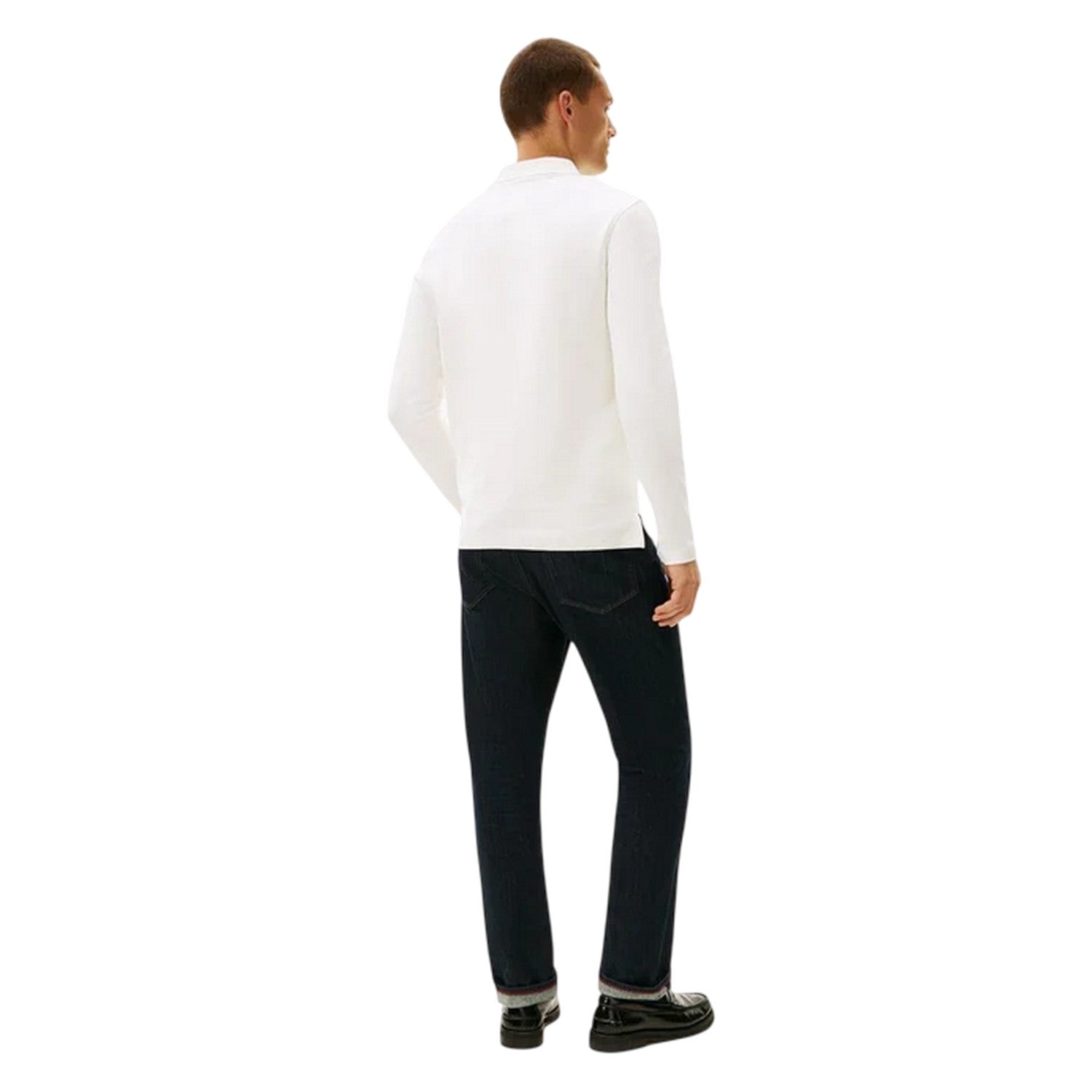 Ecru - Back - Tommy Hilfiger Mens Herringbone Regular Polo Shirt