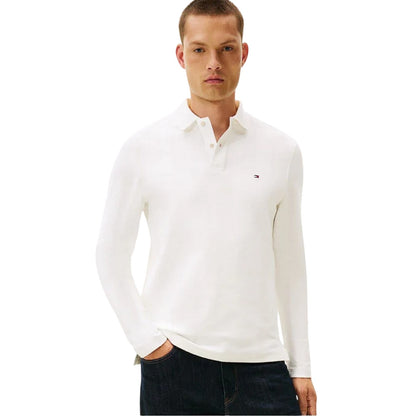 Ecru - Front - Tommy Hilfiger Mens Herringbone Regular Polo Shirt