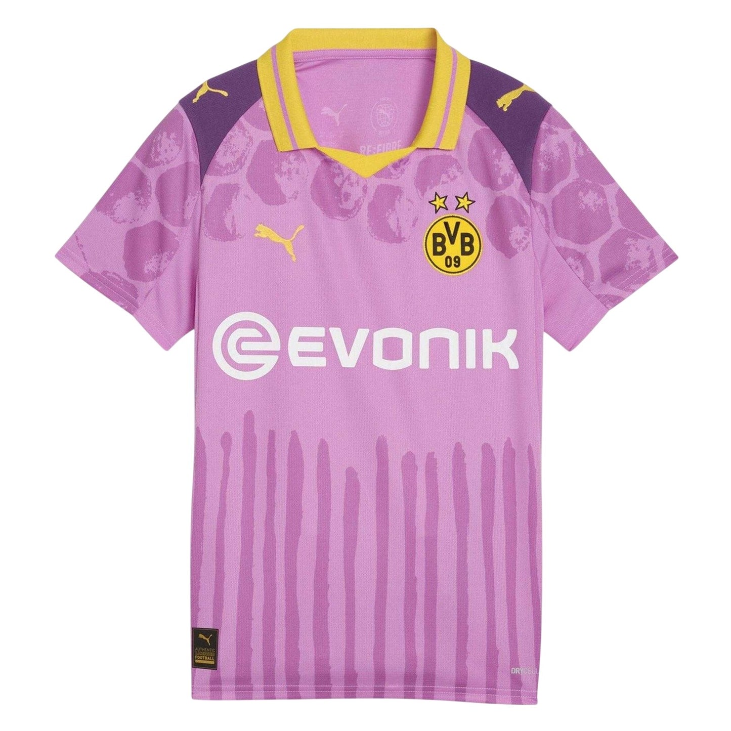 Mauve-Yellow - Front - Borussia Dortmund Childrens-Kids Kidsuper Puma Jersey
